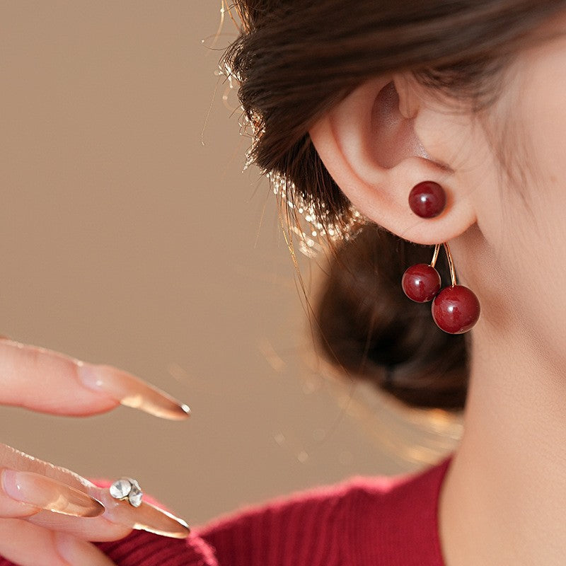 Classy Red Cherry Drop Earrings
