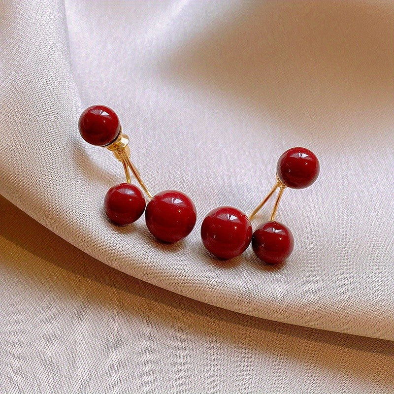 Classy Red Cherry Drop Earrings