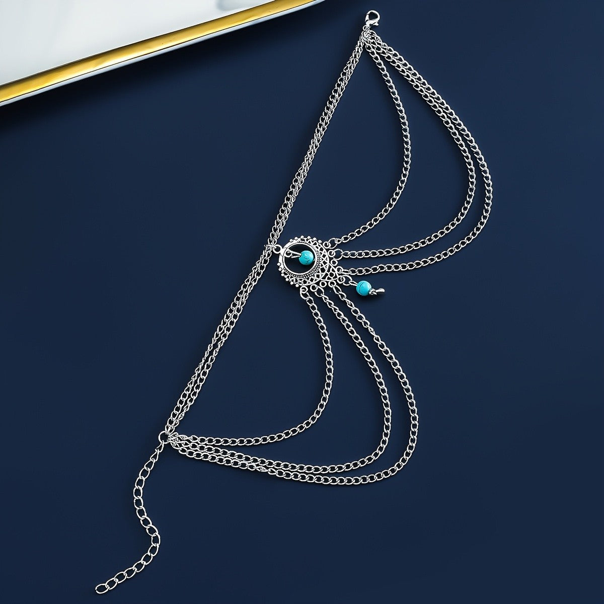 Boho Vintage Turquoise Medallion Anklet