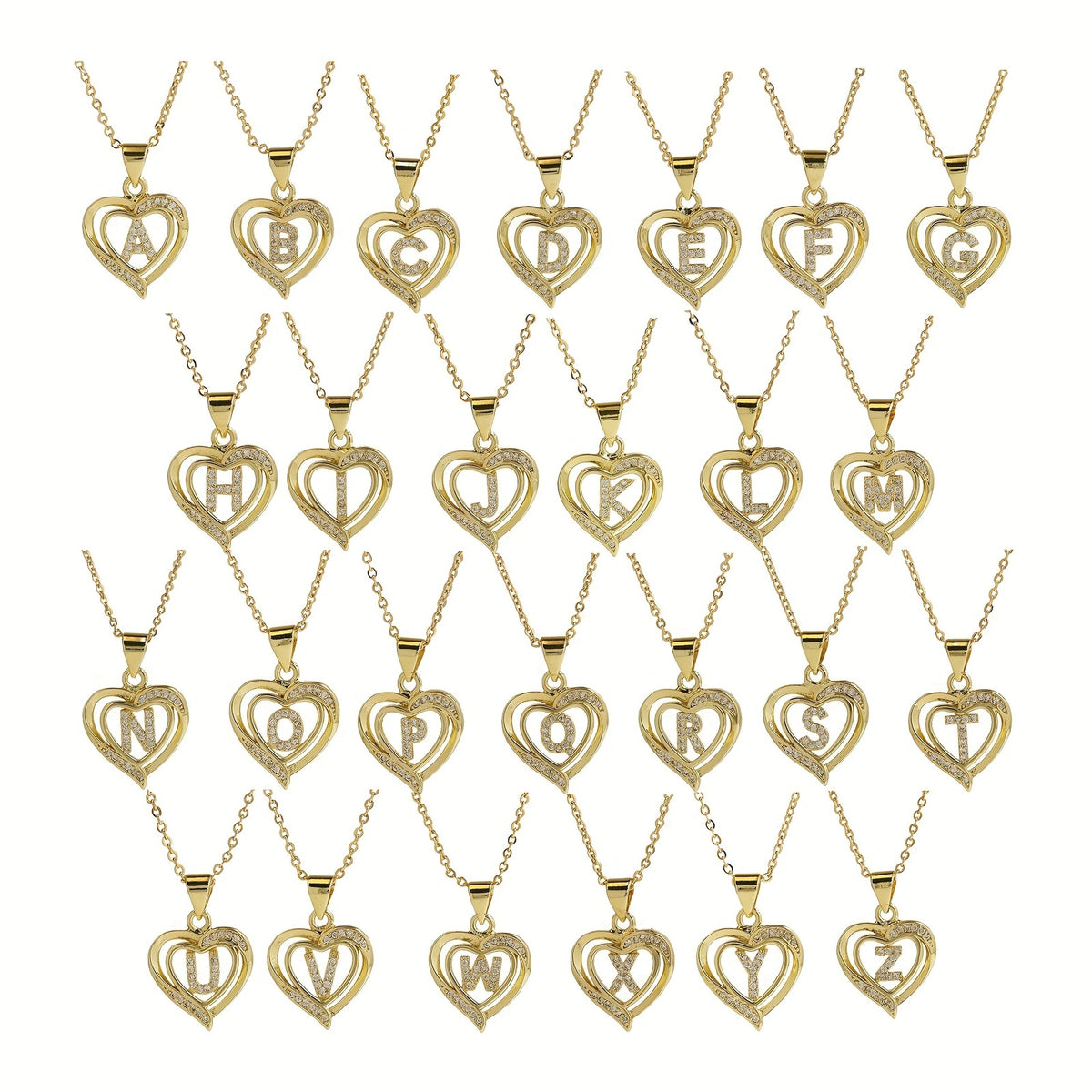 14k Dainty Open Heart Initial Necklace