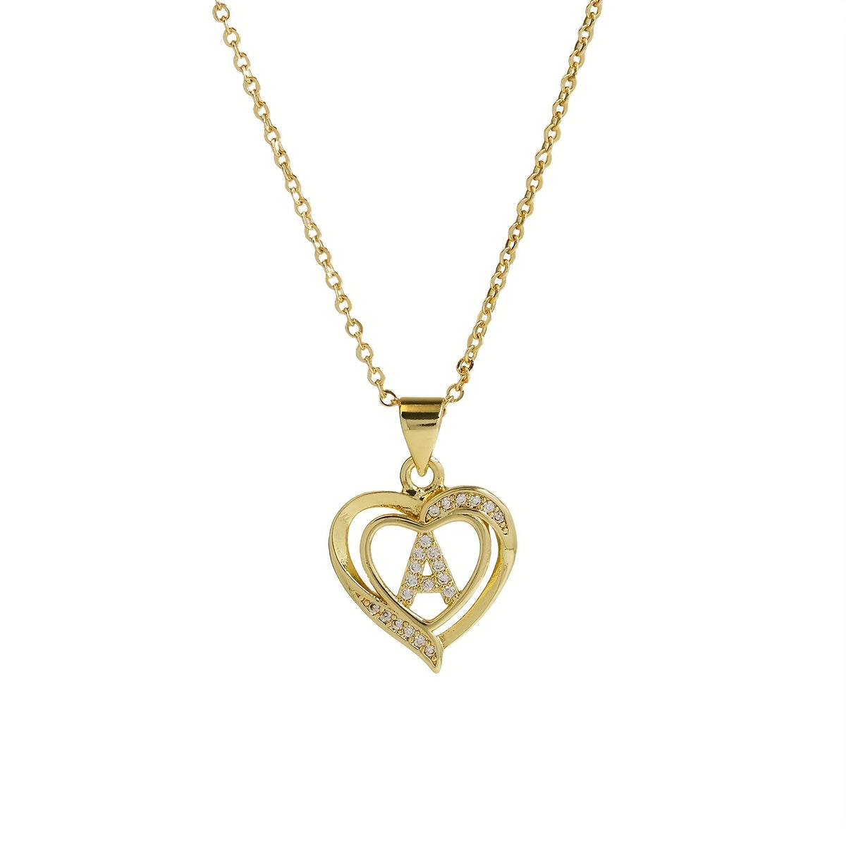 14k Dainty Open Heart Initial Necklace