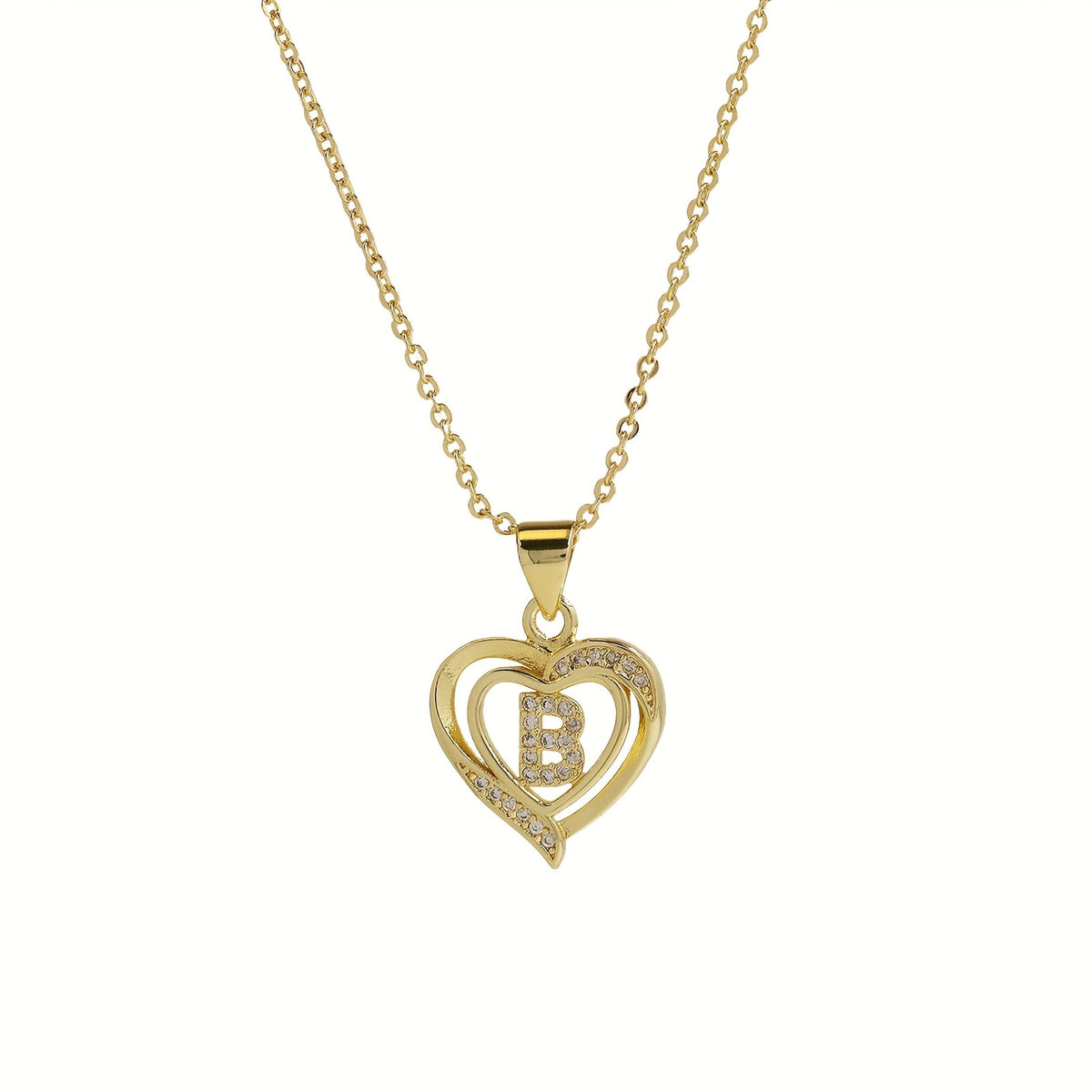 14k Dainty Open Heart Initial Necklace