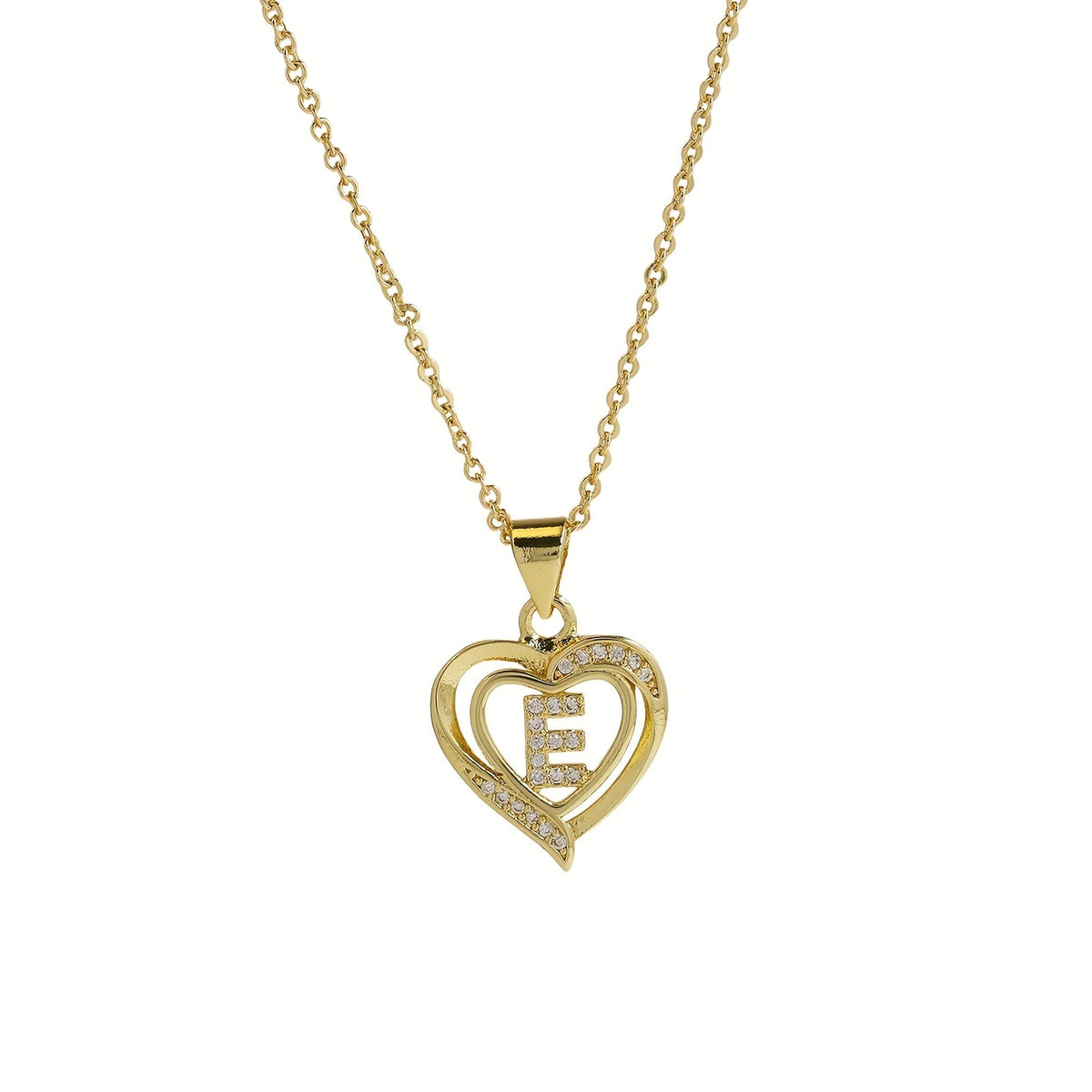 14k Dainty Open Heart Initial Necklace