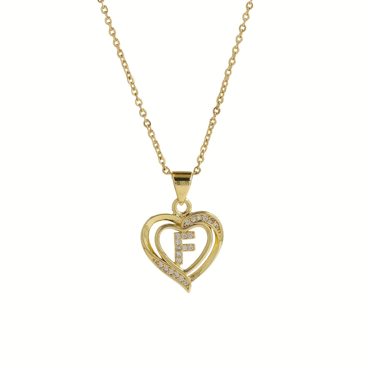 14k Dainty Open Heart Initial Necklace
