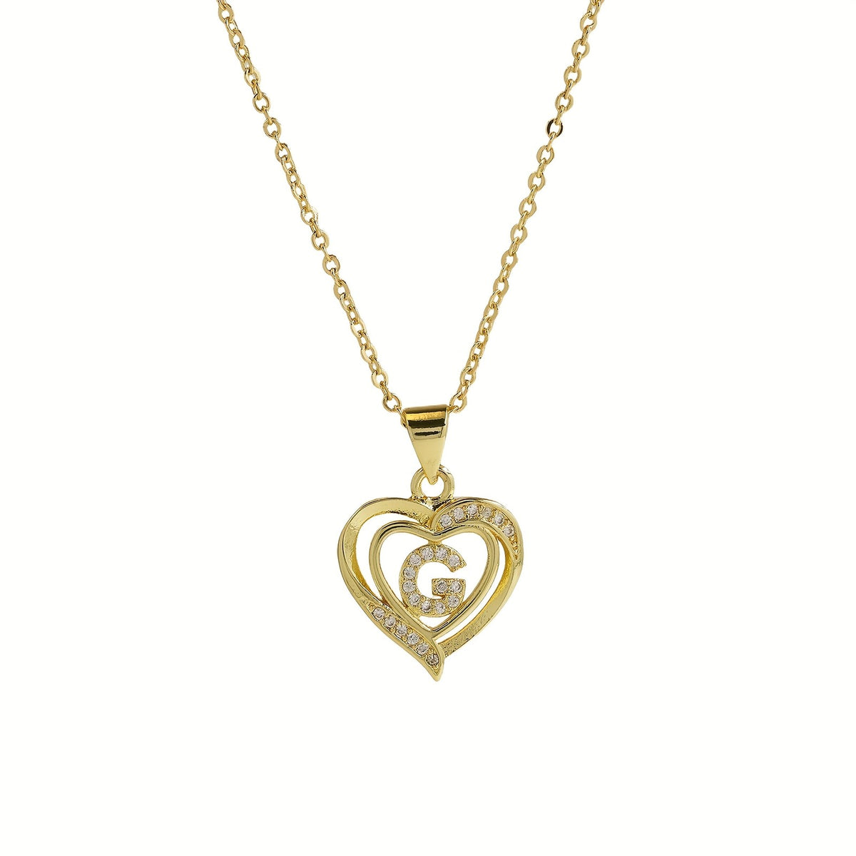 14k Dainty Open Heart Initial Necklace