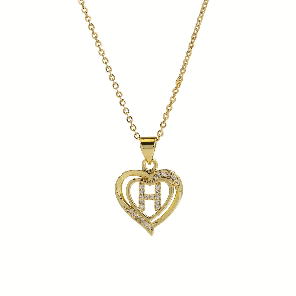 14k Dainty Open Heart Initial Necklace