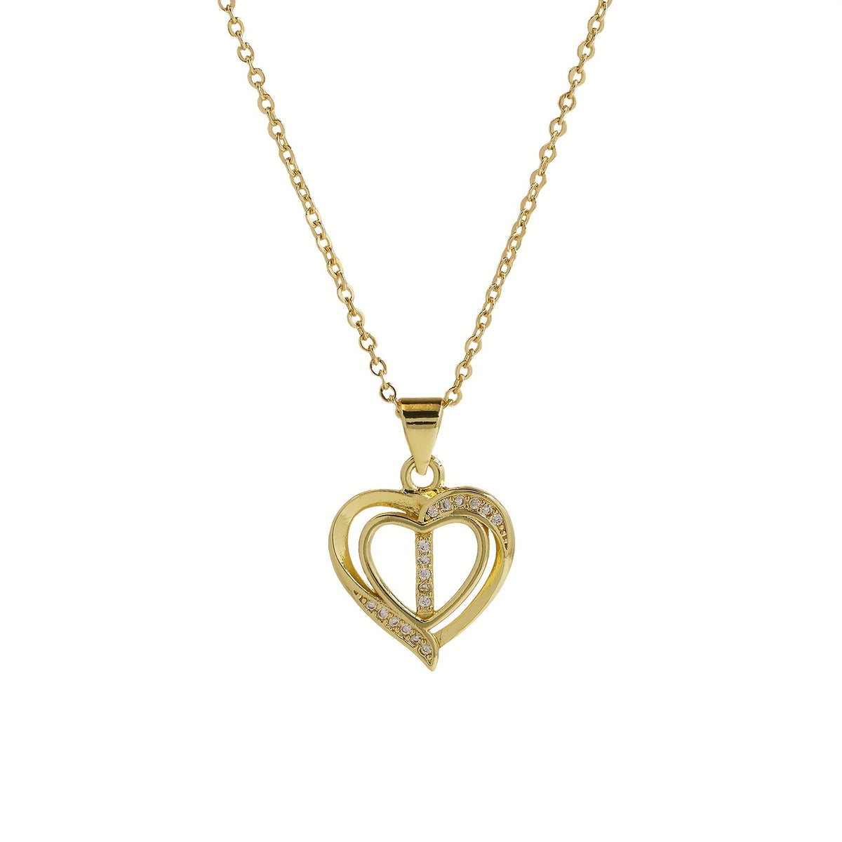 14k Dainty Open Heart Initial Necklace