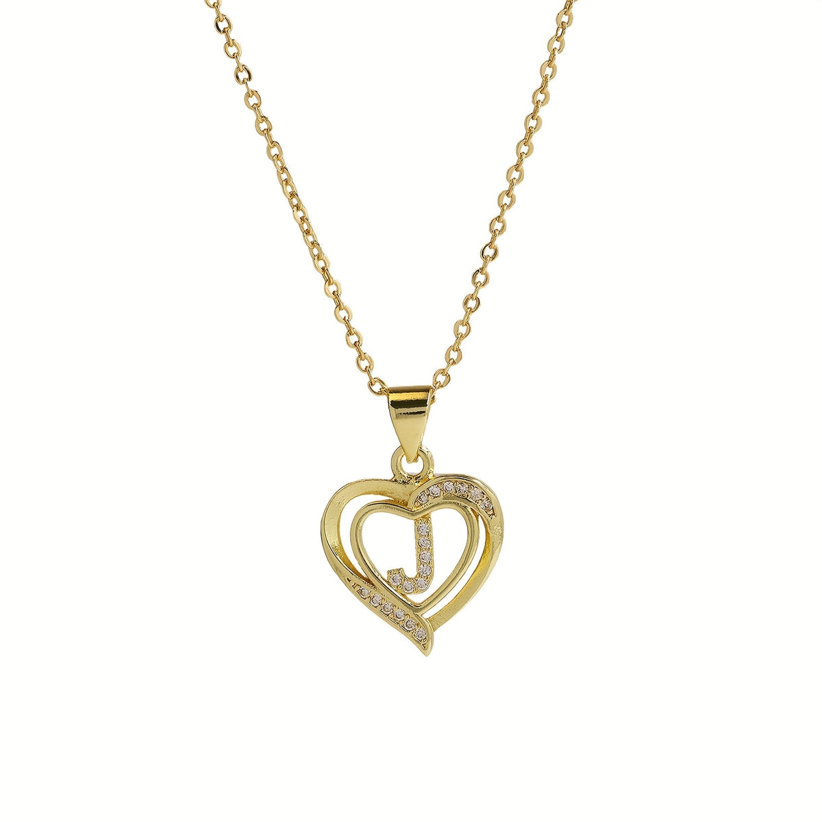 14k Dainty Open Heart Initial Necklace