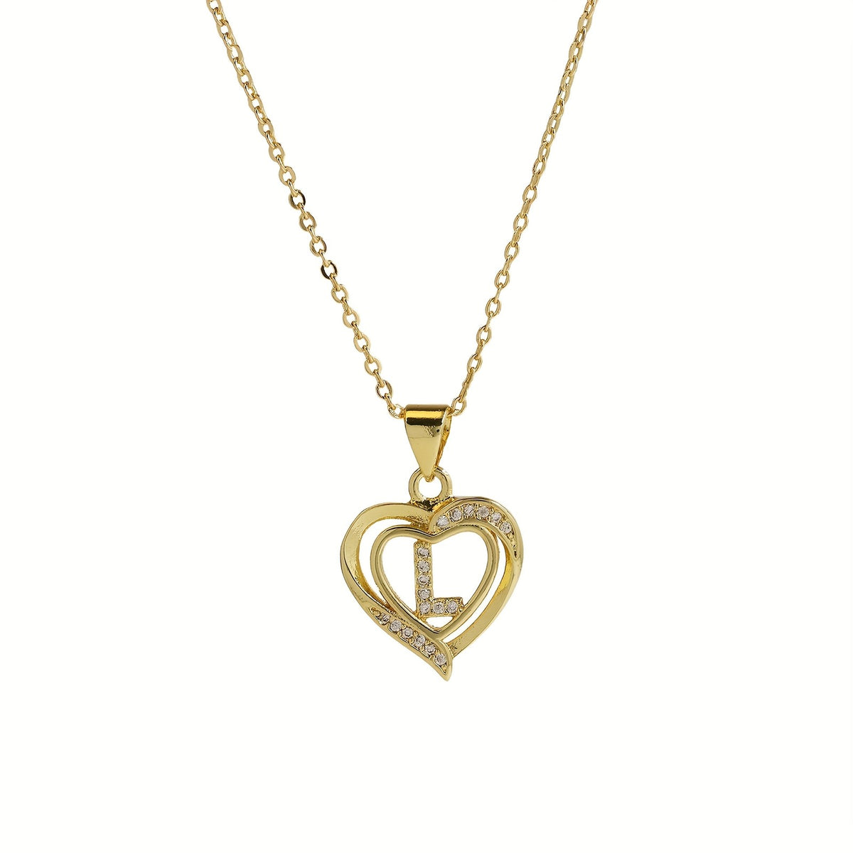 14k Dainty Open Heart Initial Necklace