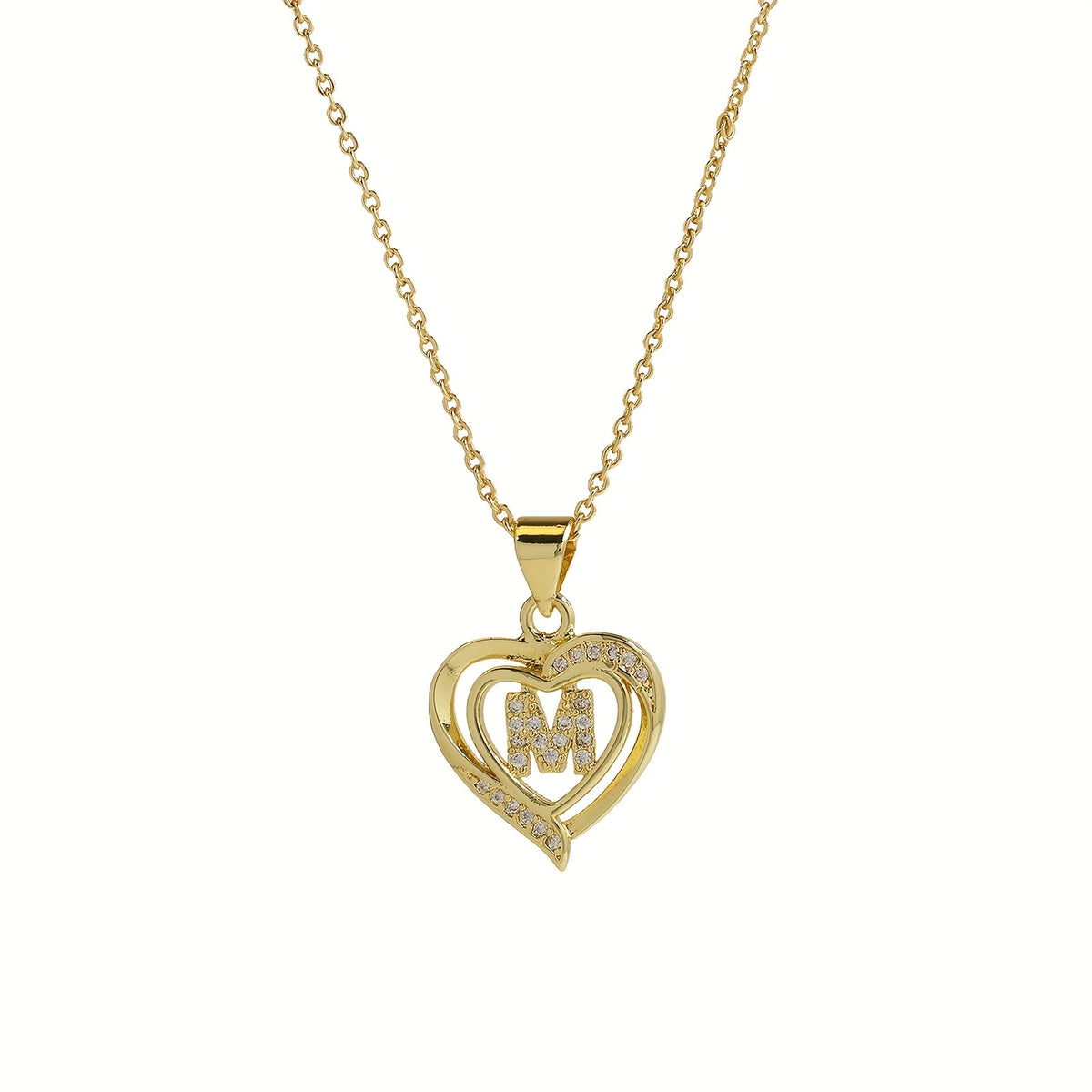 14k Dainty Open Heart Initial Necklace
