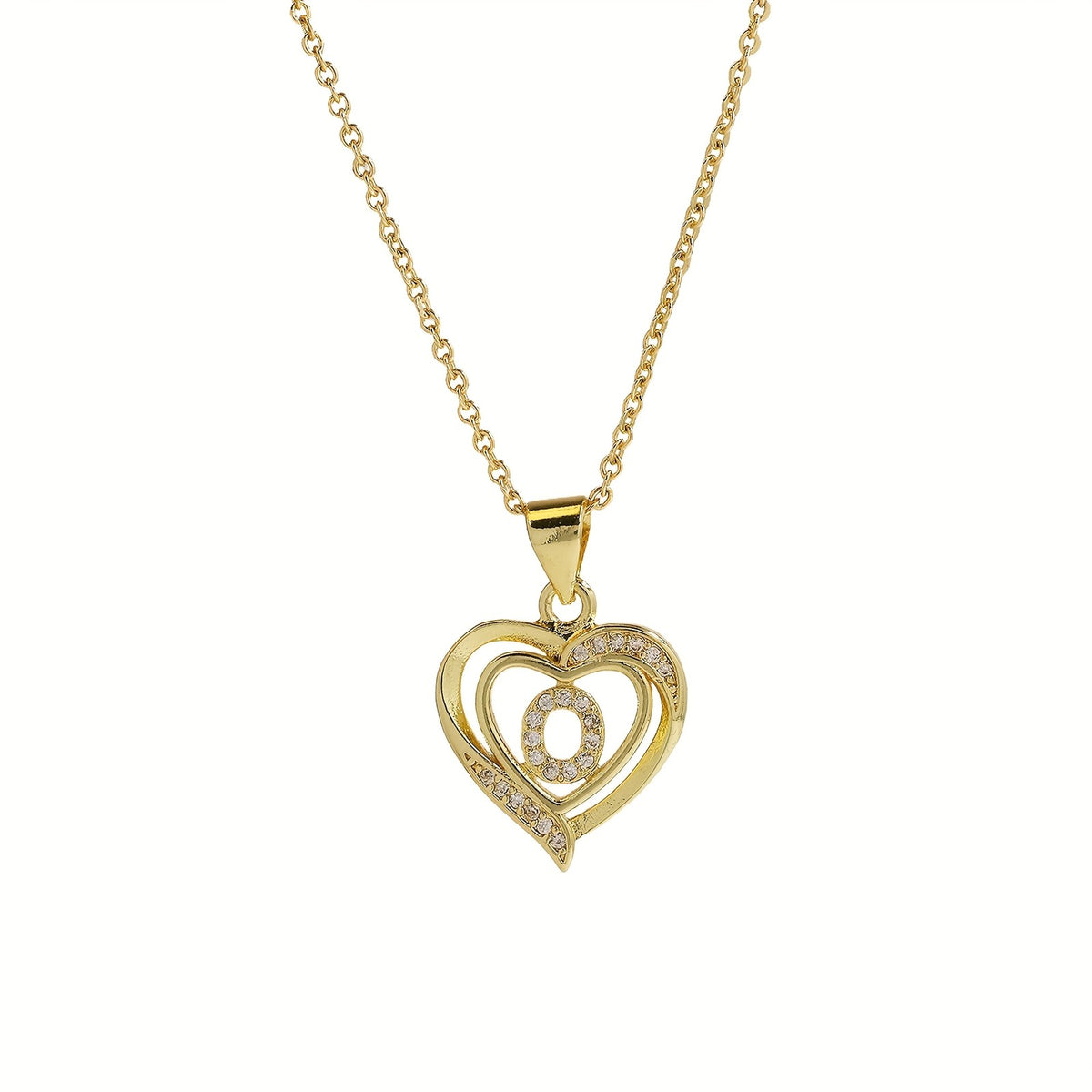 14k Dainty Open Heart Initial Necklace