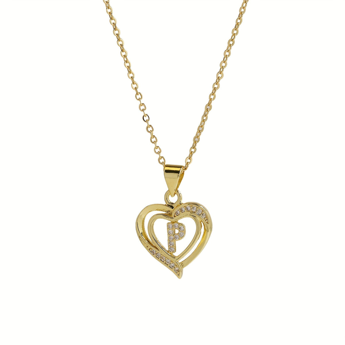 14k Dainty Open Heart Initial Necklace