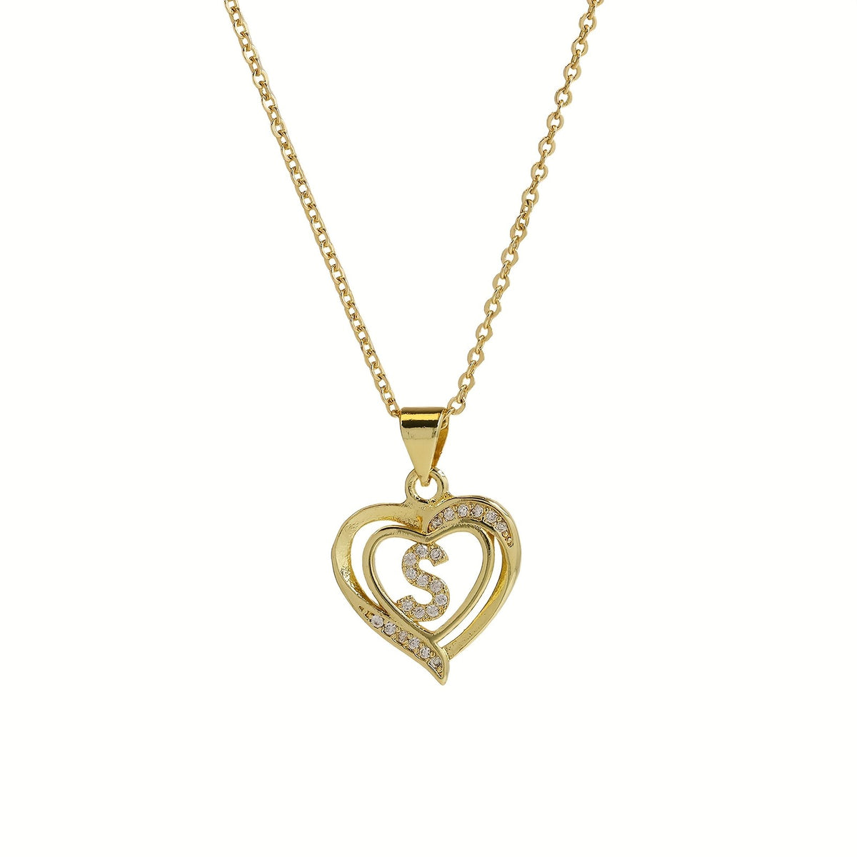 14k Dainty Open Heart Initial Necklace