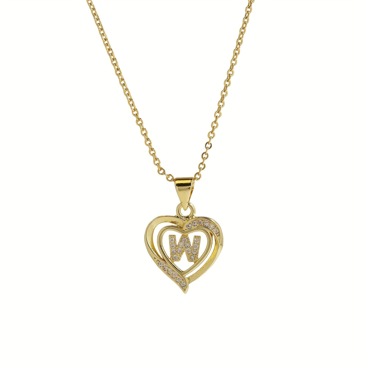 14k Dainty Open Heart Initial Necklace