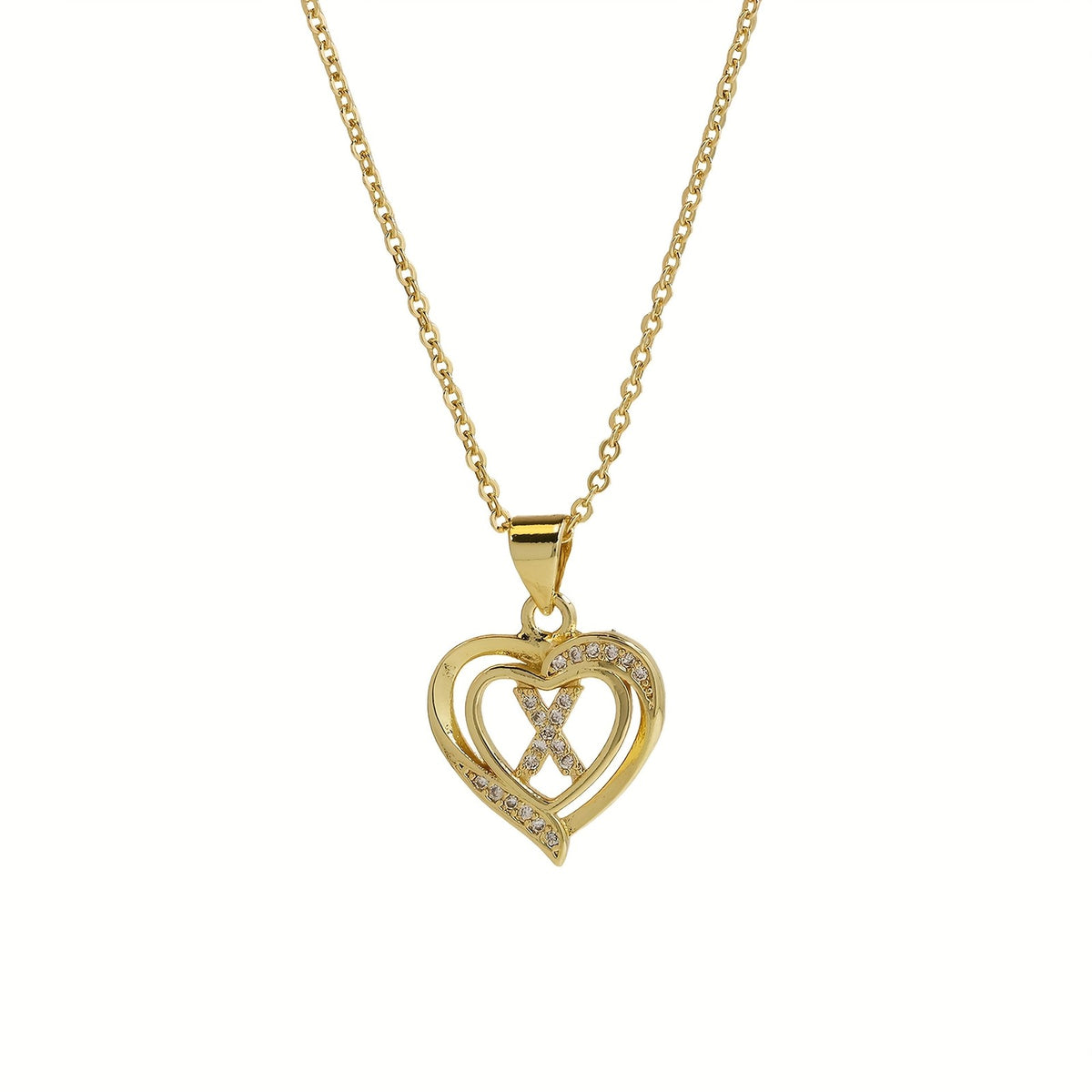 14k Dainty Open Heart Initial Necklace