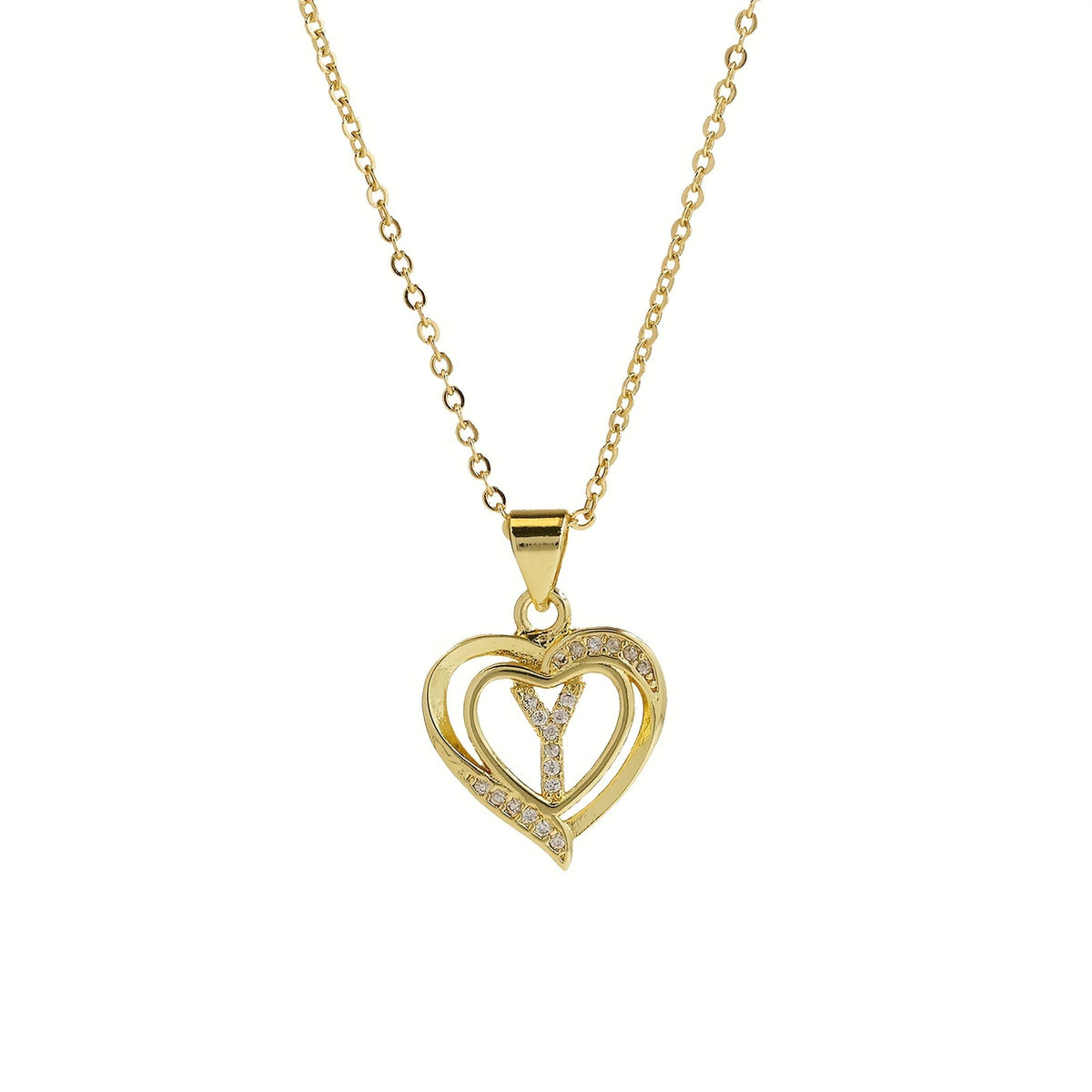 14k Dainty Open Heart Initial Necklace