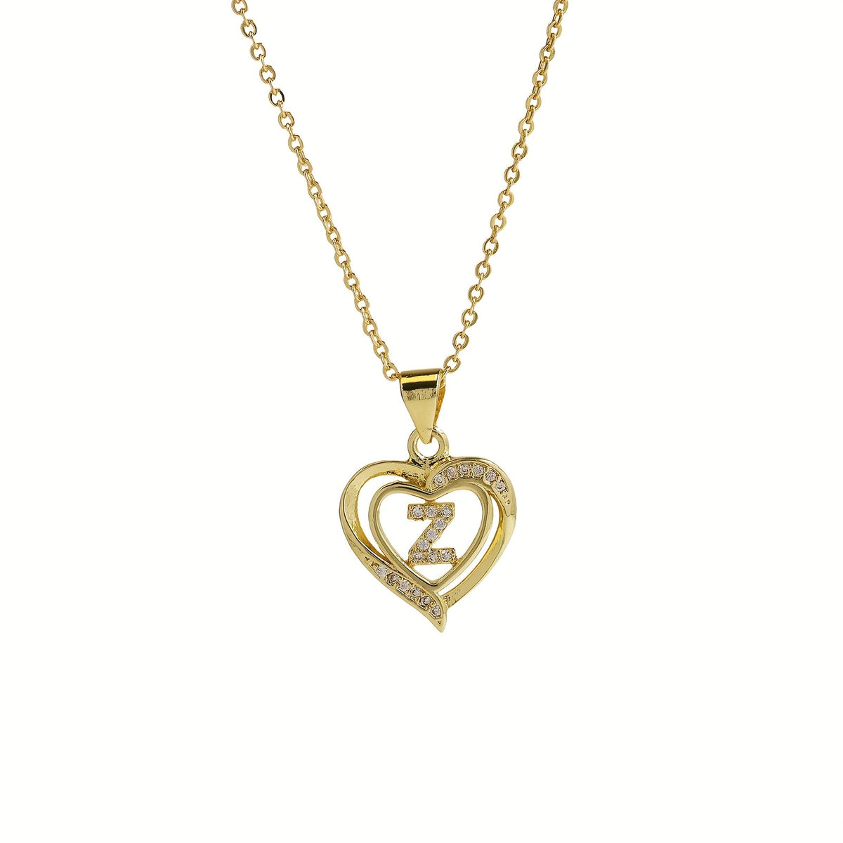 14k Dainty Open Heart Initial Necklace