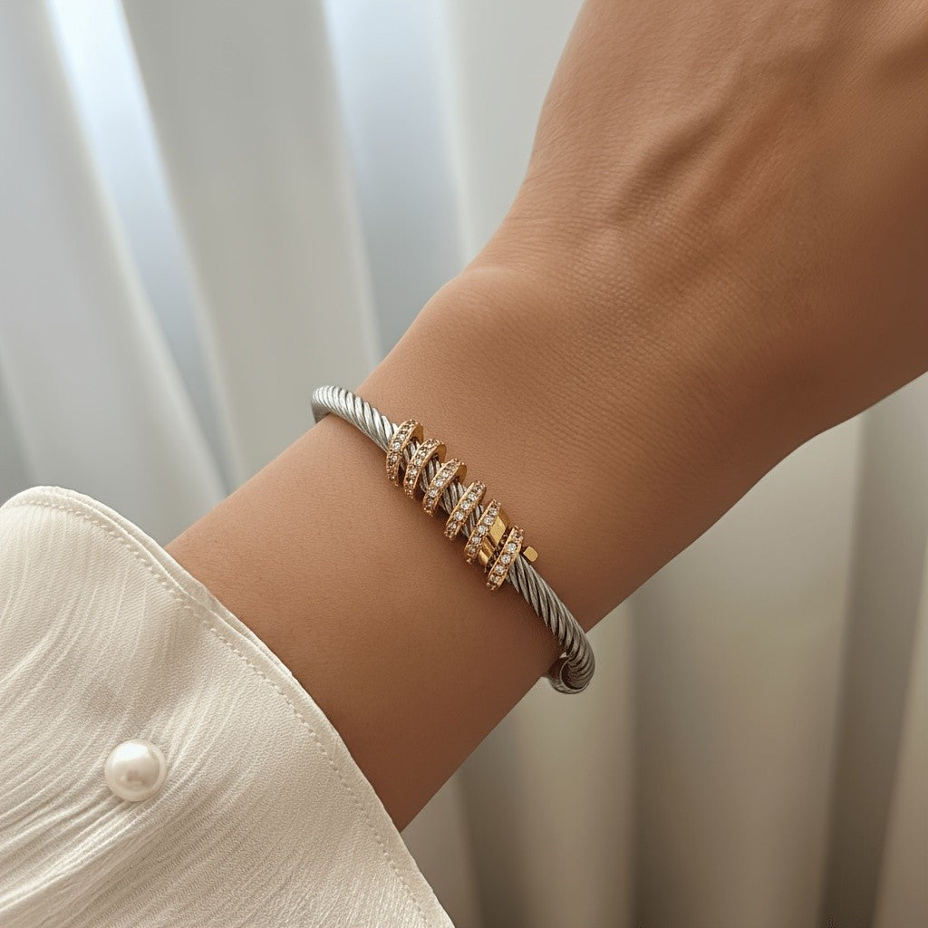 Classy Twisted Zircon Cuff Bracelet