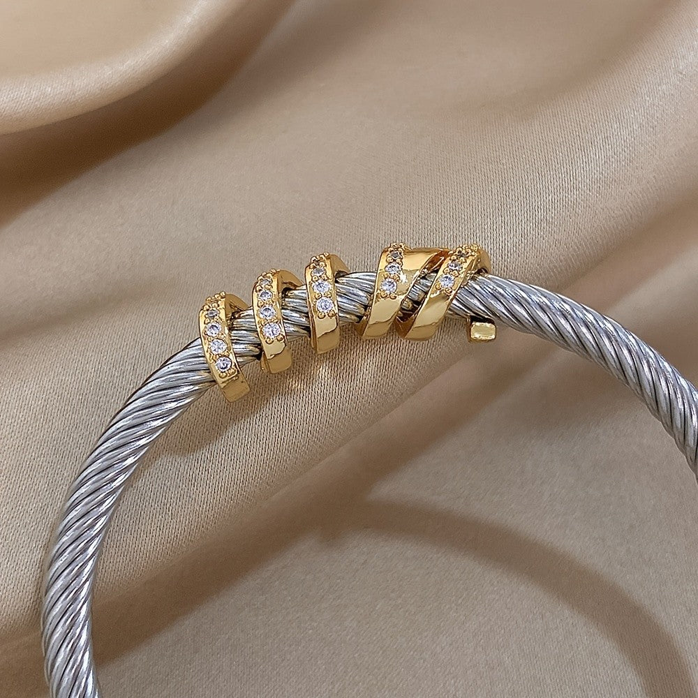 Classy Twisted Zircon Cuff Bracelet