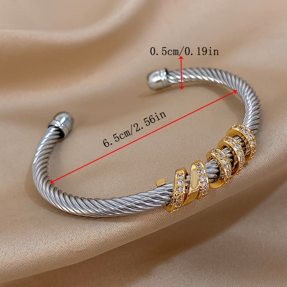 Classy Twisted Zircon Cuff Bracelet