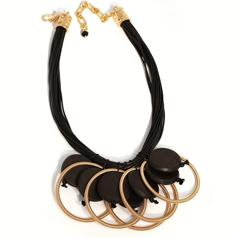 Boho Multi-Strand Hoop Pendant Necklace