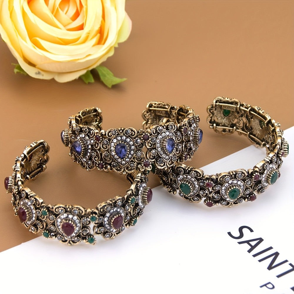 Vintage Boho Jeweled Cuff Bracelet