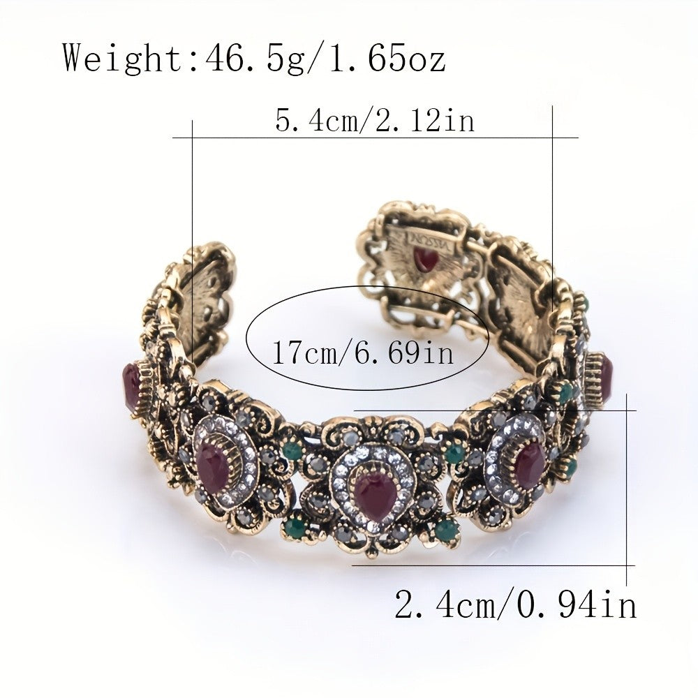 Vintage Boho Jeweled Cuff Bracelet