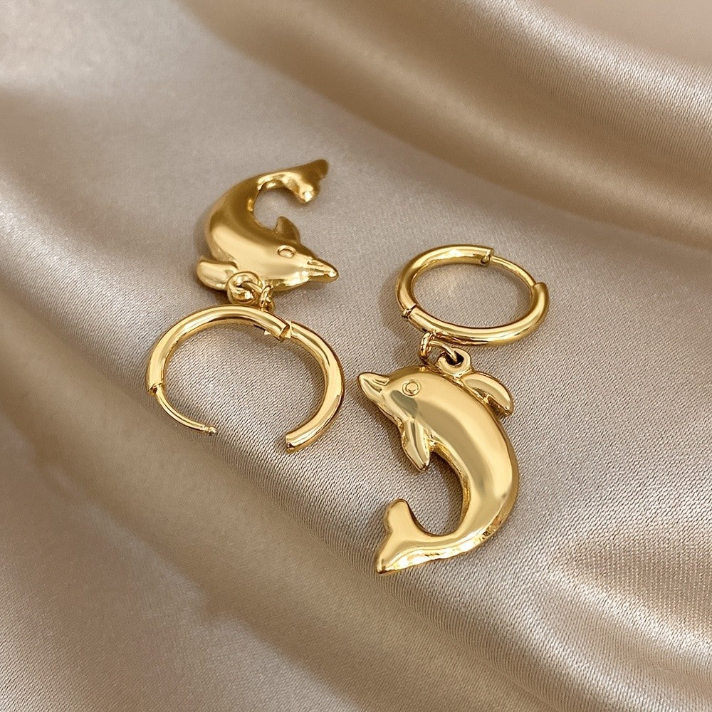Cute Vintage Dolphin Drop Earrings