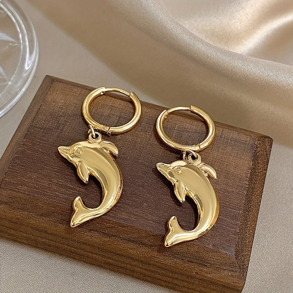 Cute Vintage Dolphin Drop Earrings