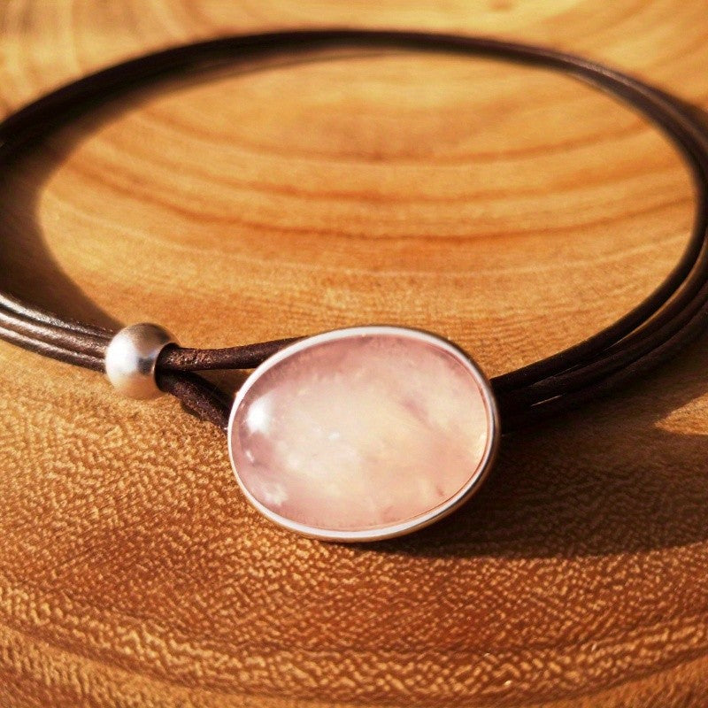 Boho Oval Turquoise Stone Cord Necklace