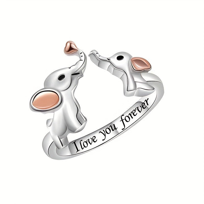 Romantic Elephant Heart Ring