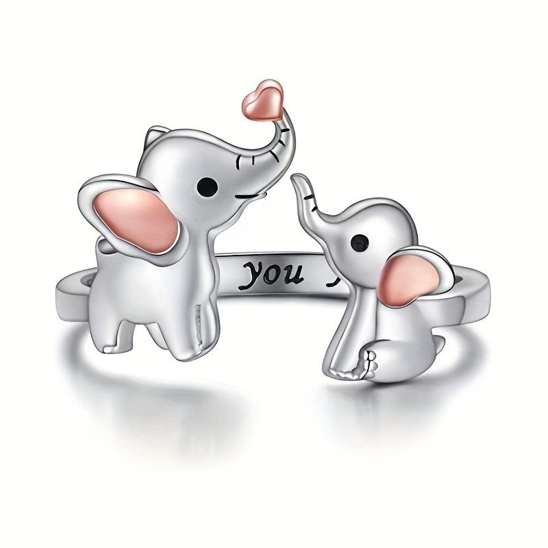 Romantic Elephant Heart Ring