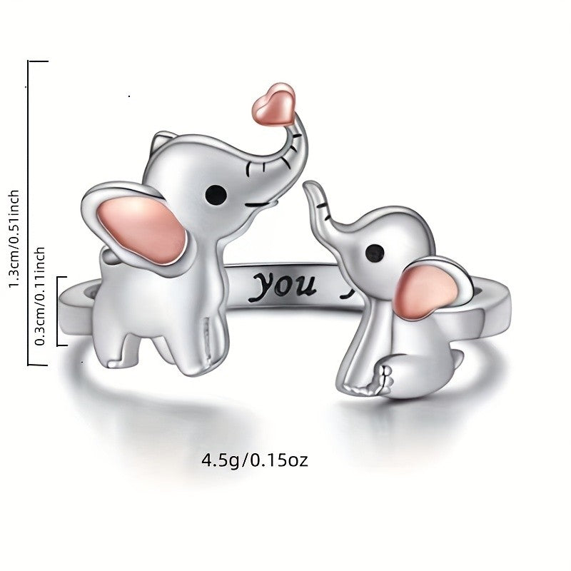 Romantic Elephant Heart Ring