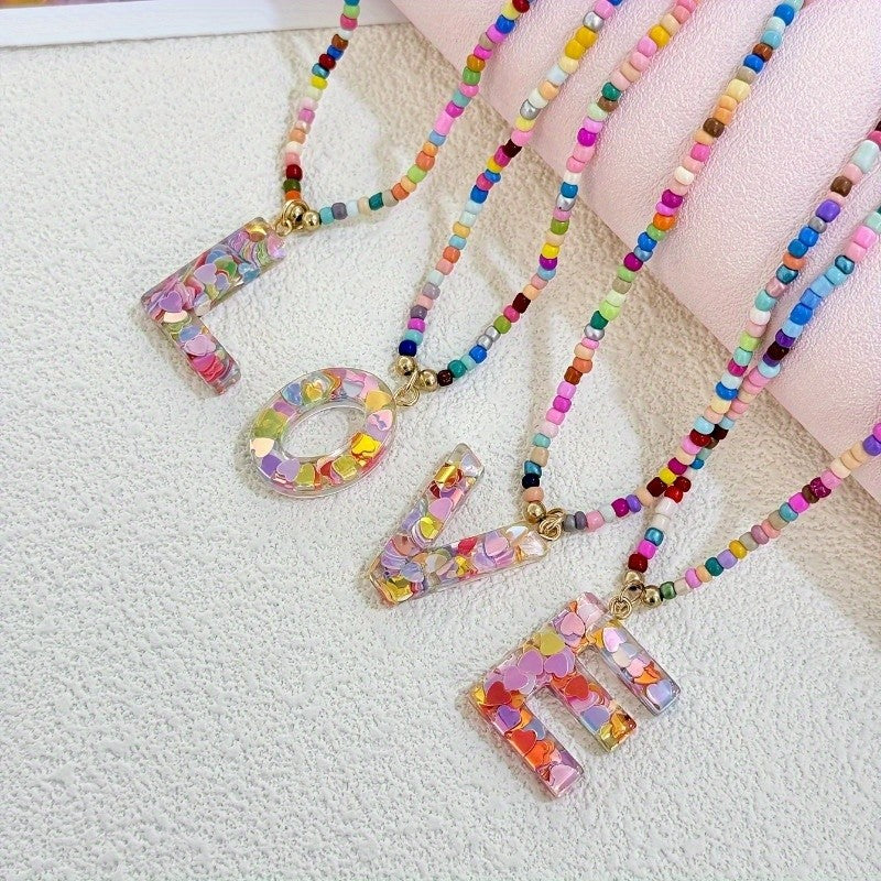 Cute Y2K Resin Letter Necklace