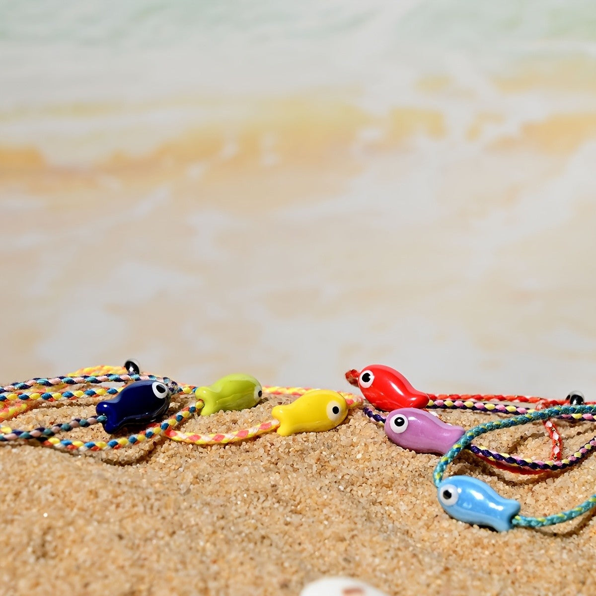 Boho Multicolor Ceramic Fish Anklet
