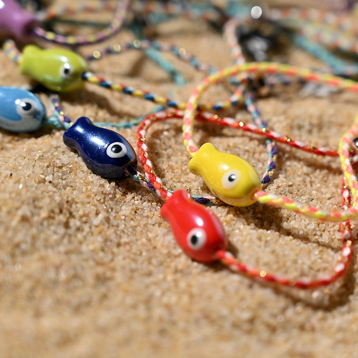 Boho Multicolor Ceramic Fish Anklet
