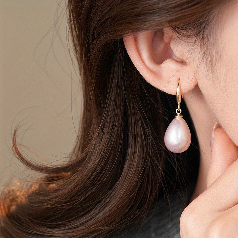 Elegant Pink Pearl Drop Earrings