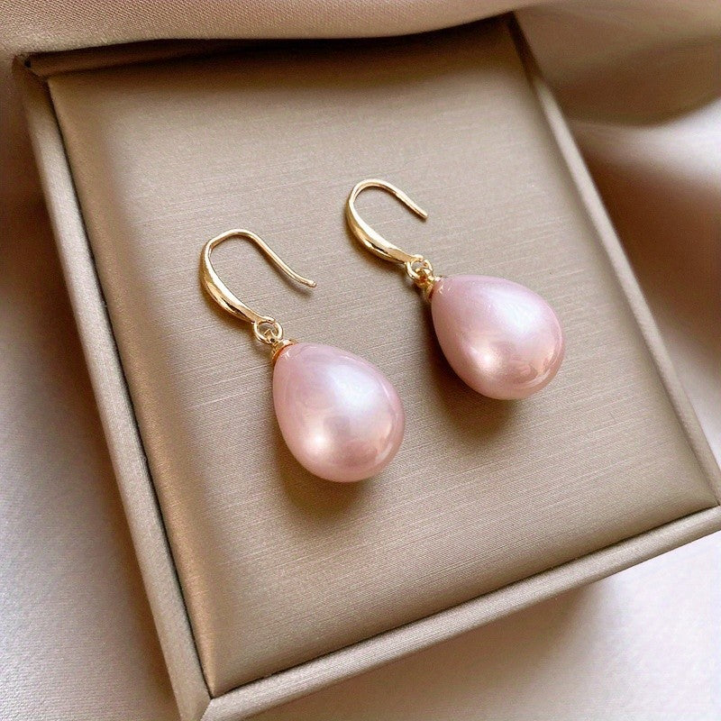 Elegant Pink Pearl Drop Earrings