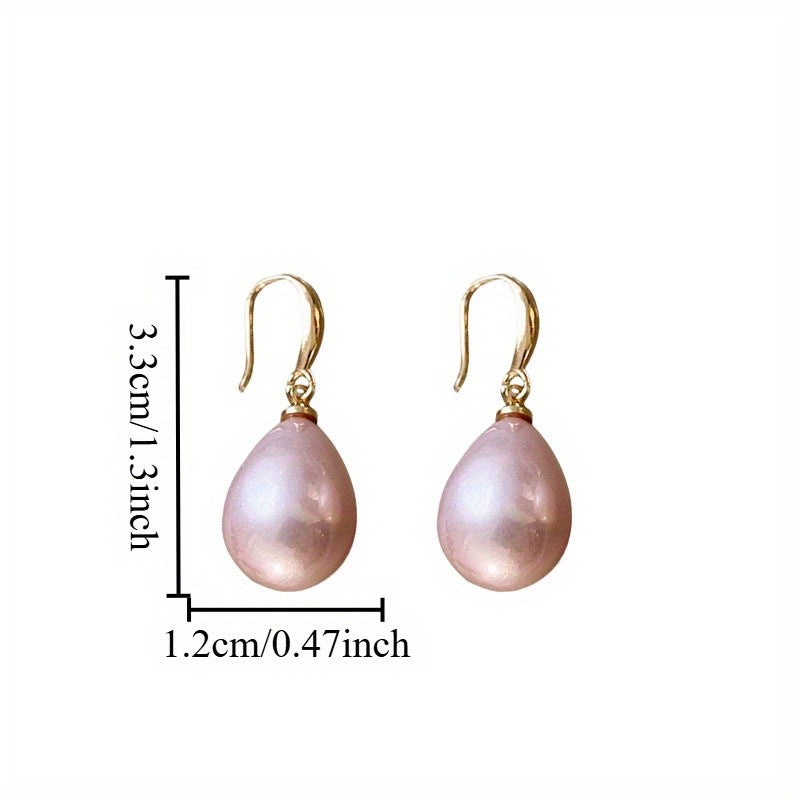Elegant Pink Pearl Drop Earrings