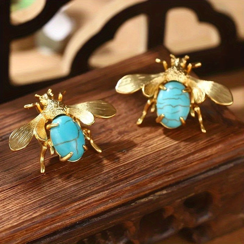Elegant Turquoise Bee Earrings