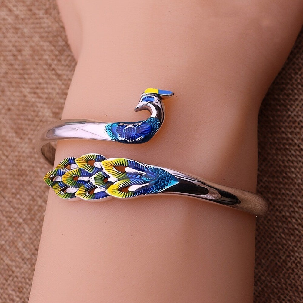 Elegant Peacock Cuff Bracelet