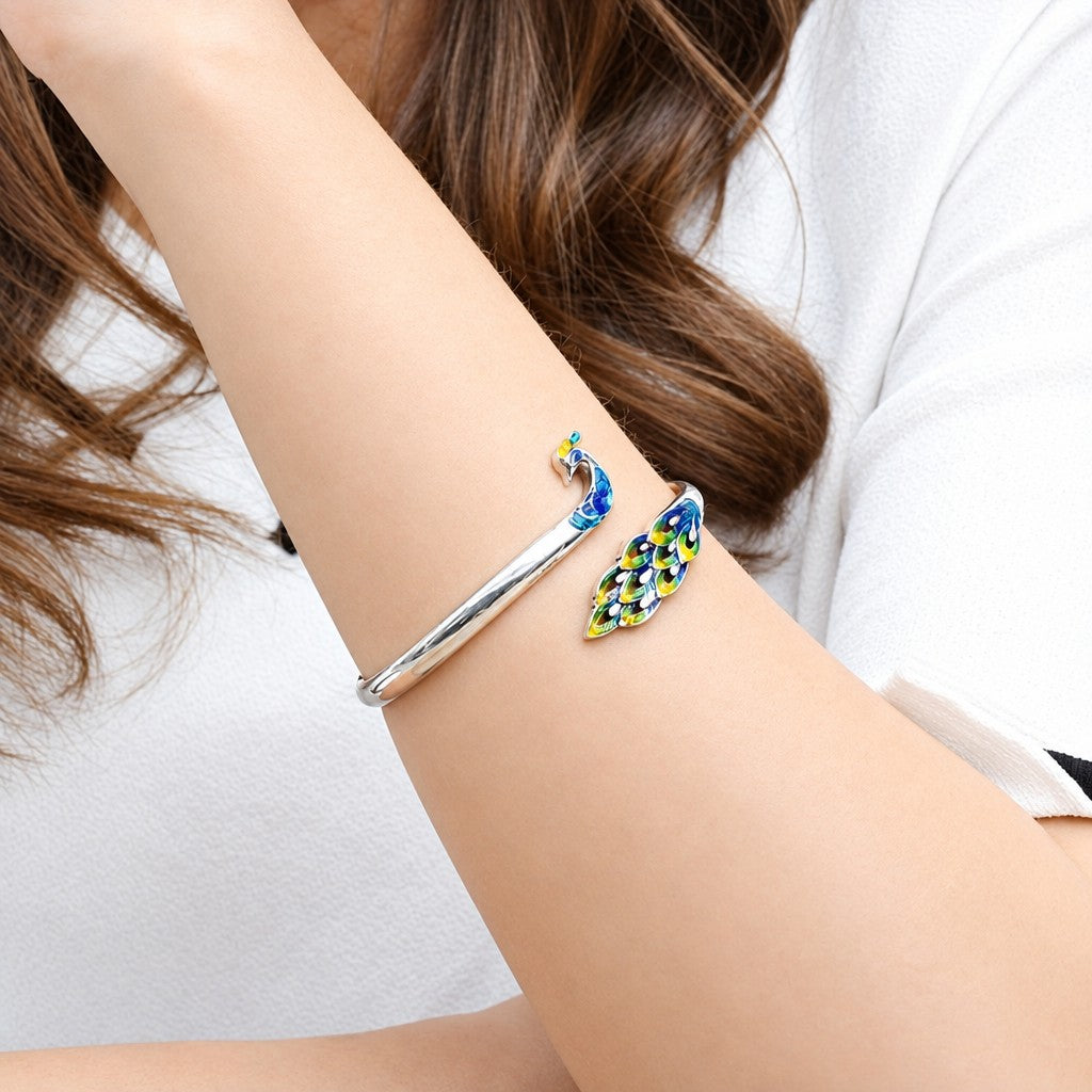 Elegant Peacock Cuff Bracelet