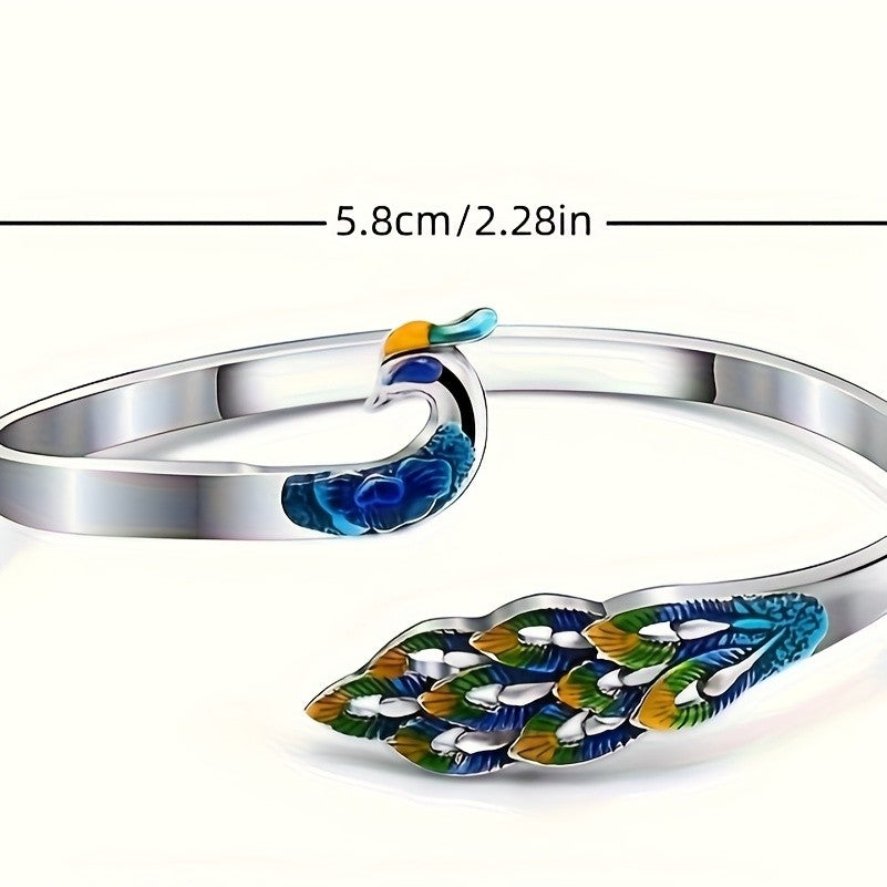 Elegant Peacock Cuff Bracelet