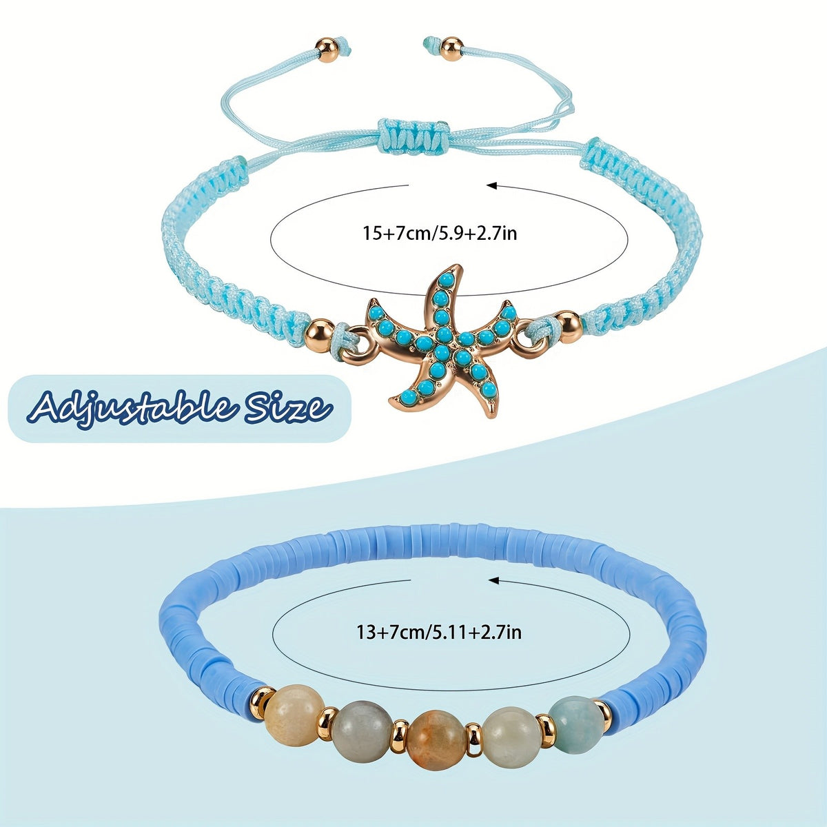 Boho Turquoise Starfish Beaded Bracelet Set