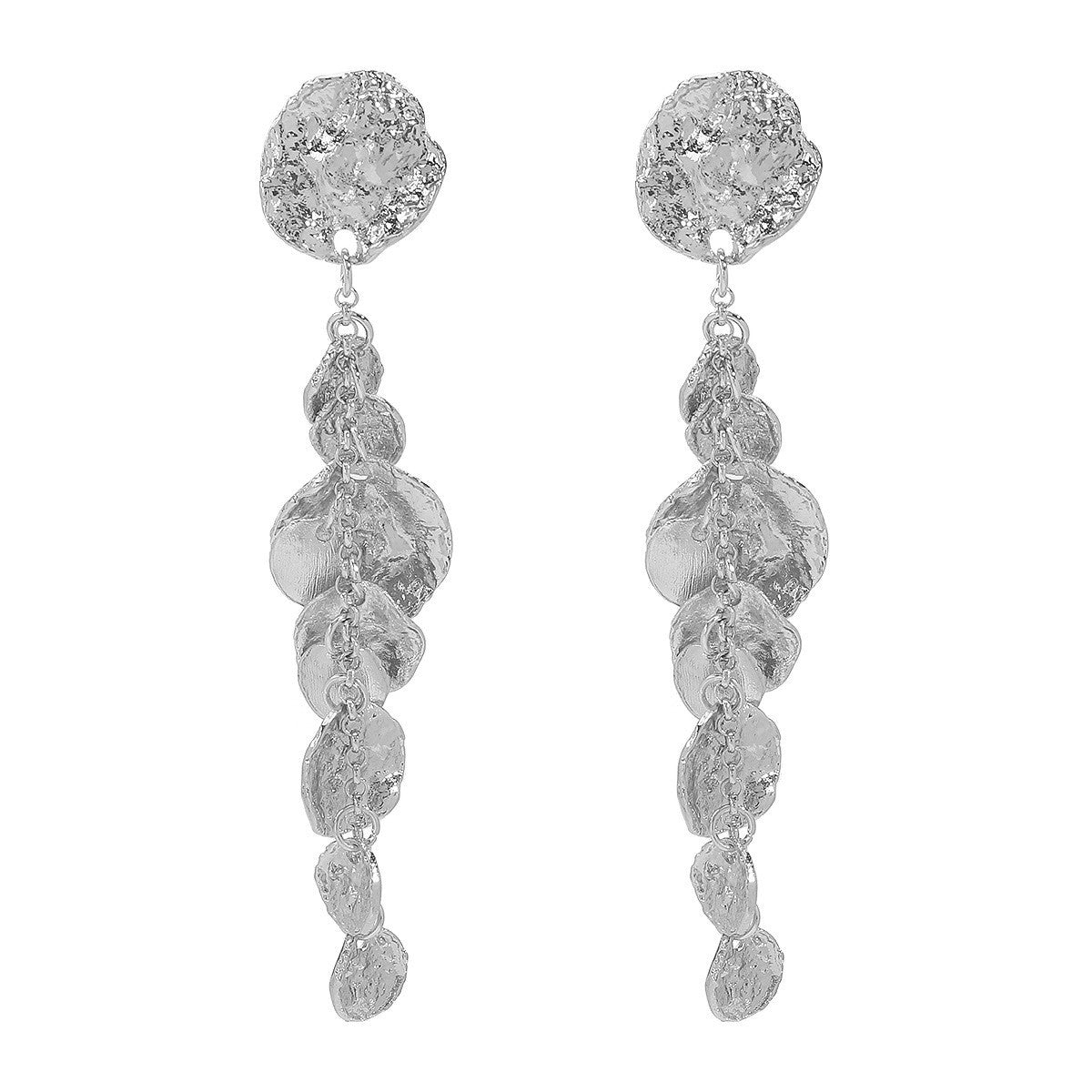 Elegant Textured Disc Drop Earrings