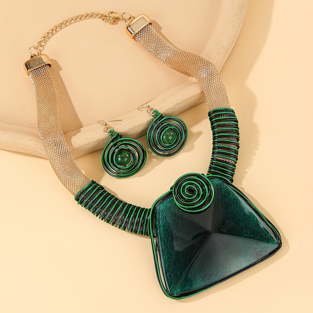 Boho Geometric Acrylic Statement Necklace