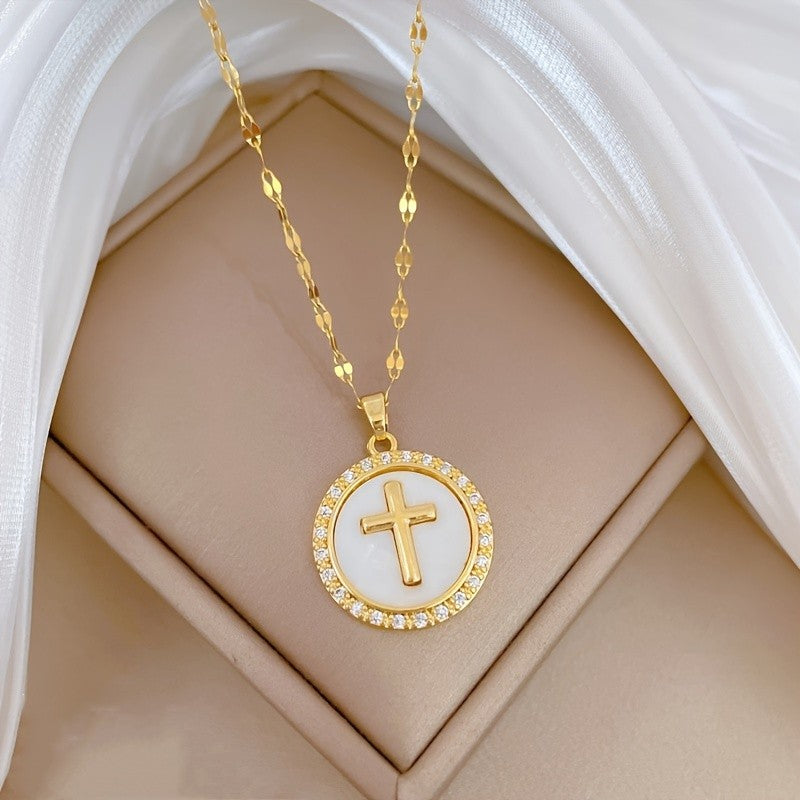 Classy Iridescent Cross Necklace