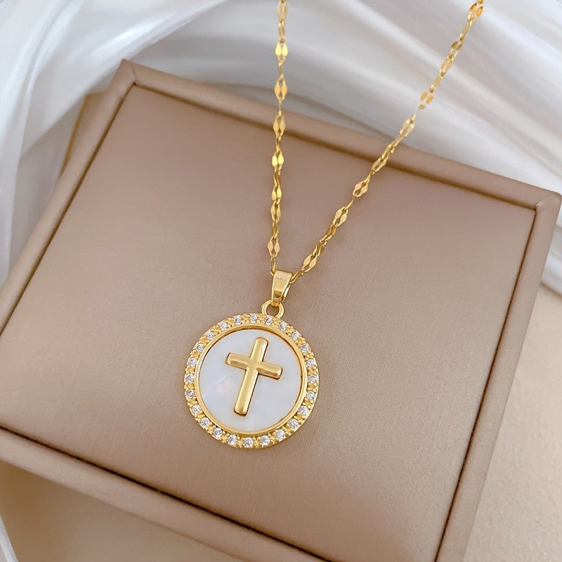 Classy Iridescent Cross Necklace