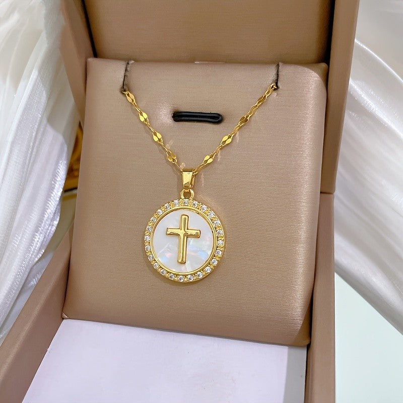 Classy Iridescent Cross Necklace
