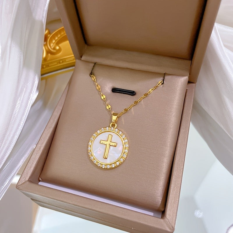 Classy Iridescent Cross Necklace